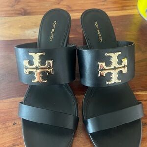 Tory Burch Black Leather Slide Sandals